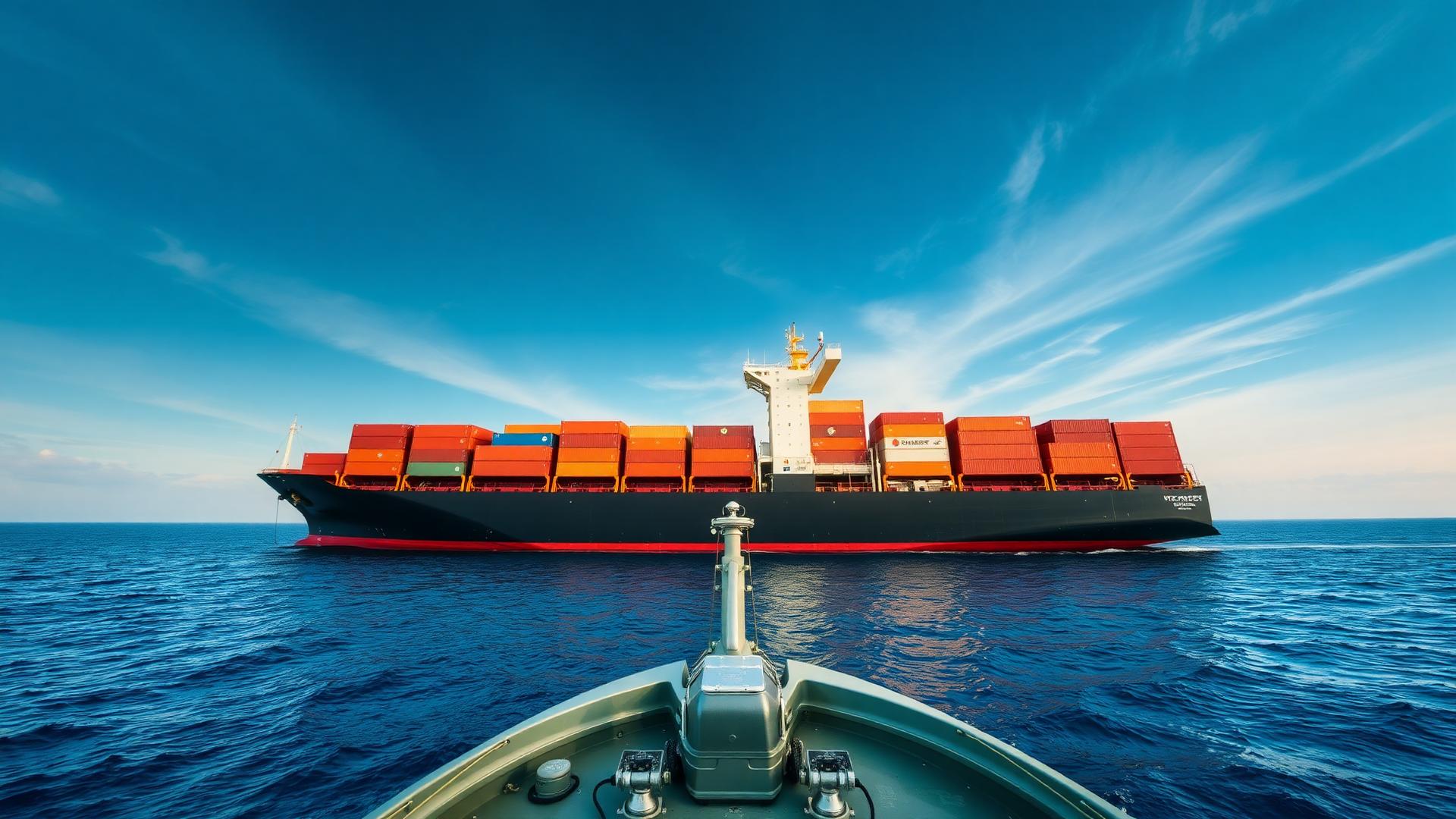 Navio cargueiro em rota internacional